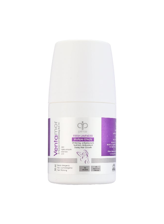 Ventamor Whitening Roll-On 50 ml Deodorant Fresh Lavender Scent – 48H Antiperspirant, Alcohol & Aluminum Free, Suitable for Sensitive Skin - Image 1